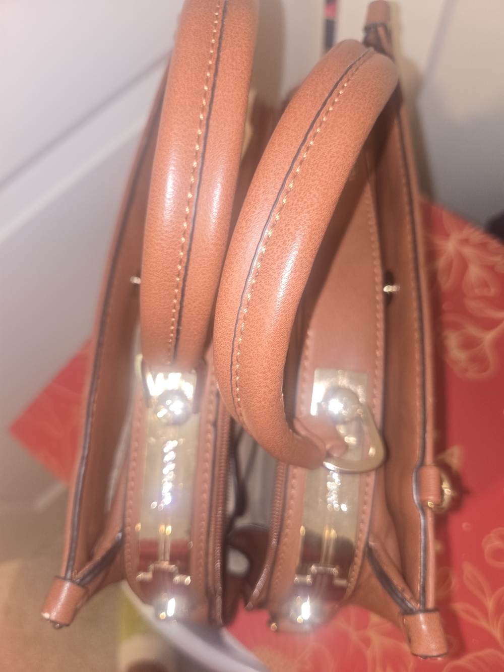 Michael Kors Women's Tan Leather Satchel Bag - Picture 7 of 9